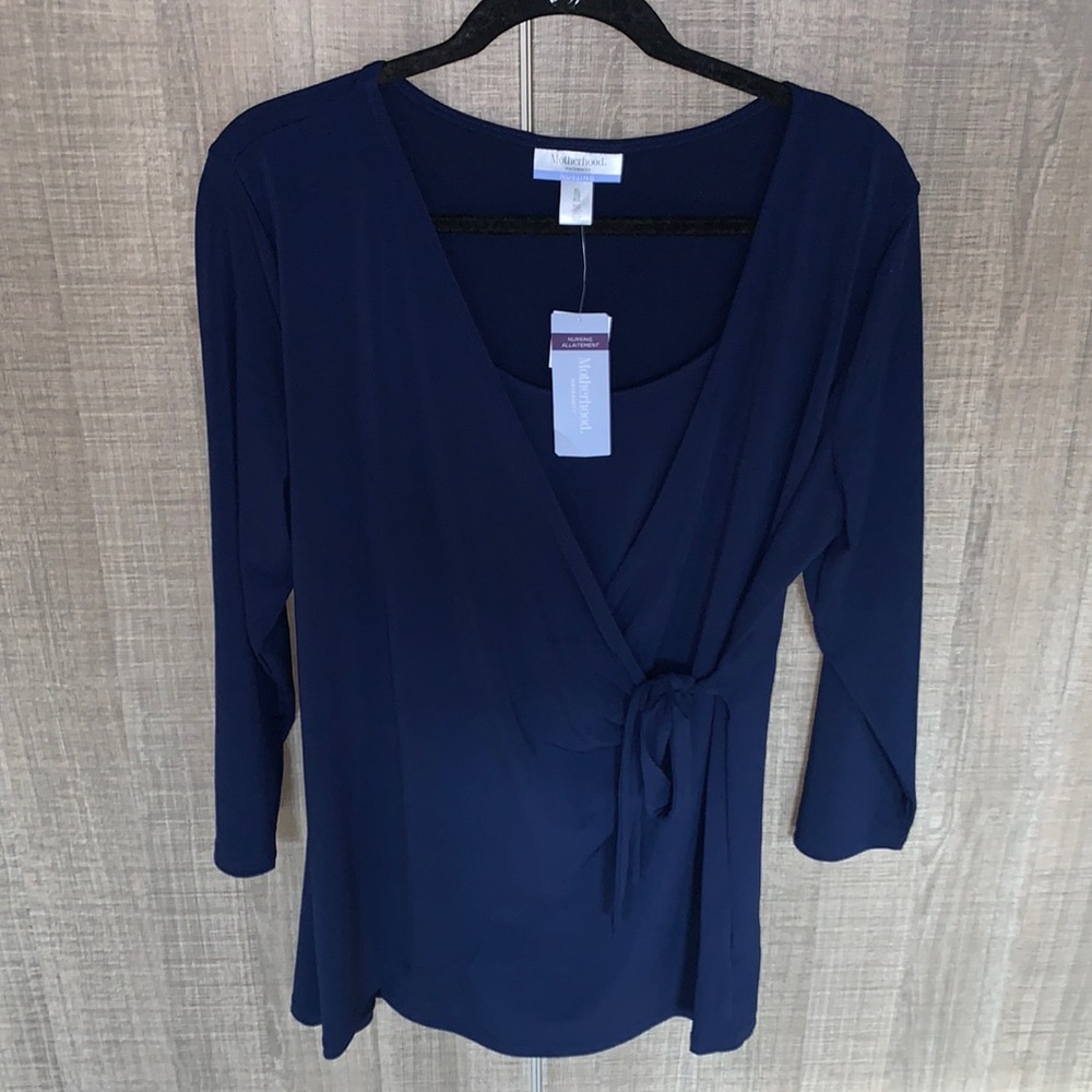 Motherhood Maternity PULL‎ OVER SIDE TIE NURSING TOP